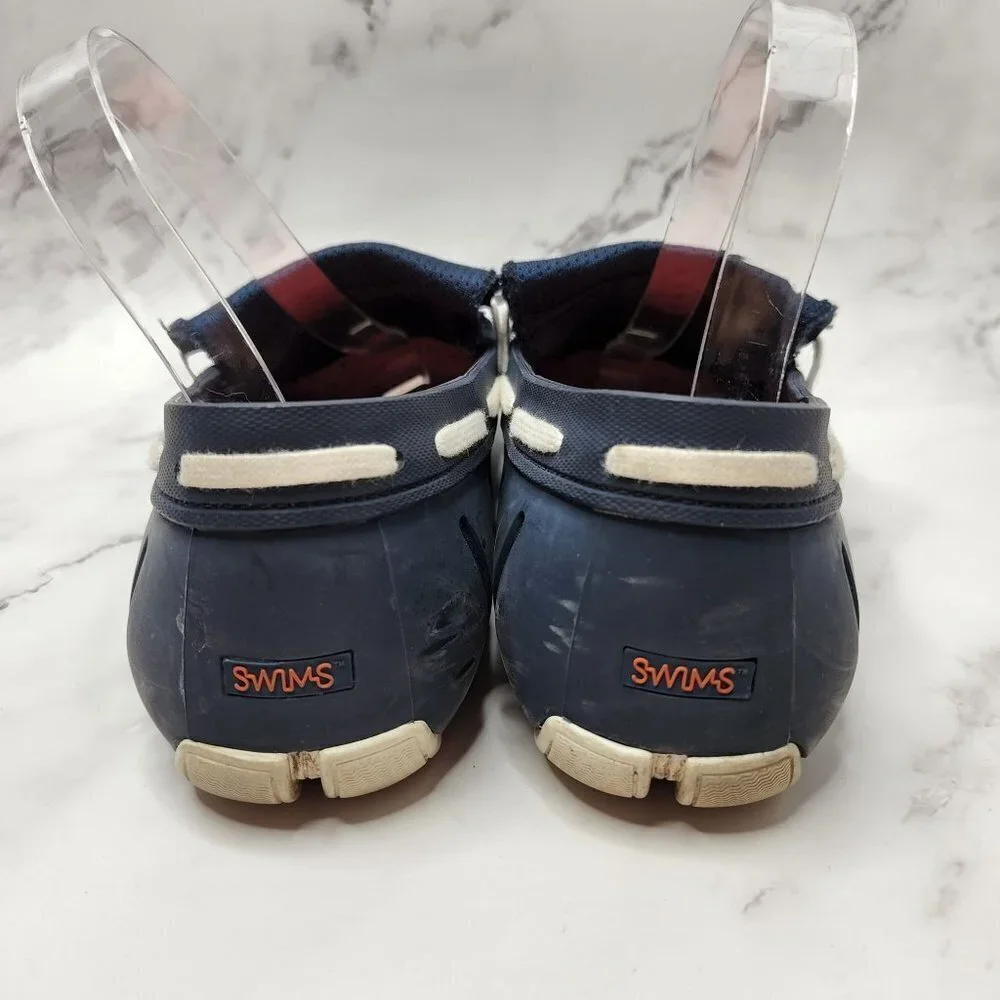 SWIMS Men's Lace Loafer Boat Shoes Navy Blue Mesh Trimmed Size 9